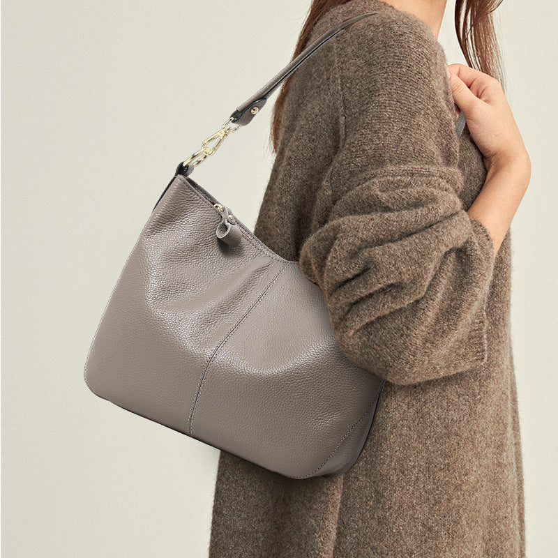 New Spring Summer Soft Cowhide Tote Bag, Trendy Shoulder Crossbody Purse, Versatile Mom Handbag for Women