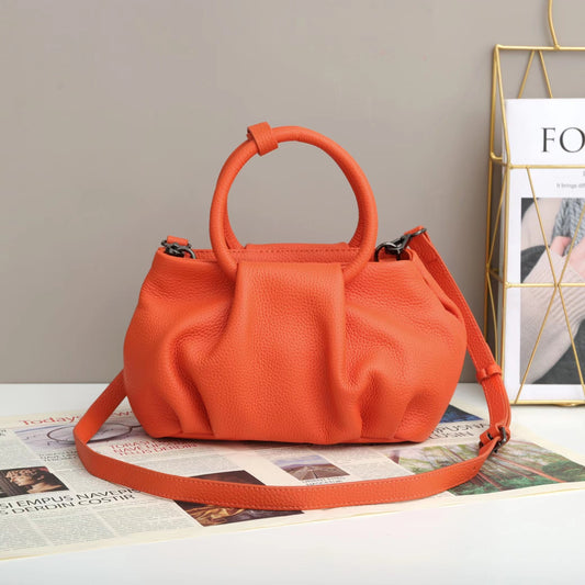 Genuine Leather Niche Designer Pleated Cloud Bag for Women, New Arrival Large Capacity Stylish Handbag, Trendy Casual Shoulder Purse for Ladies
