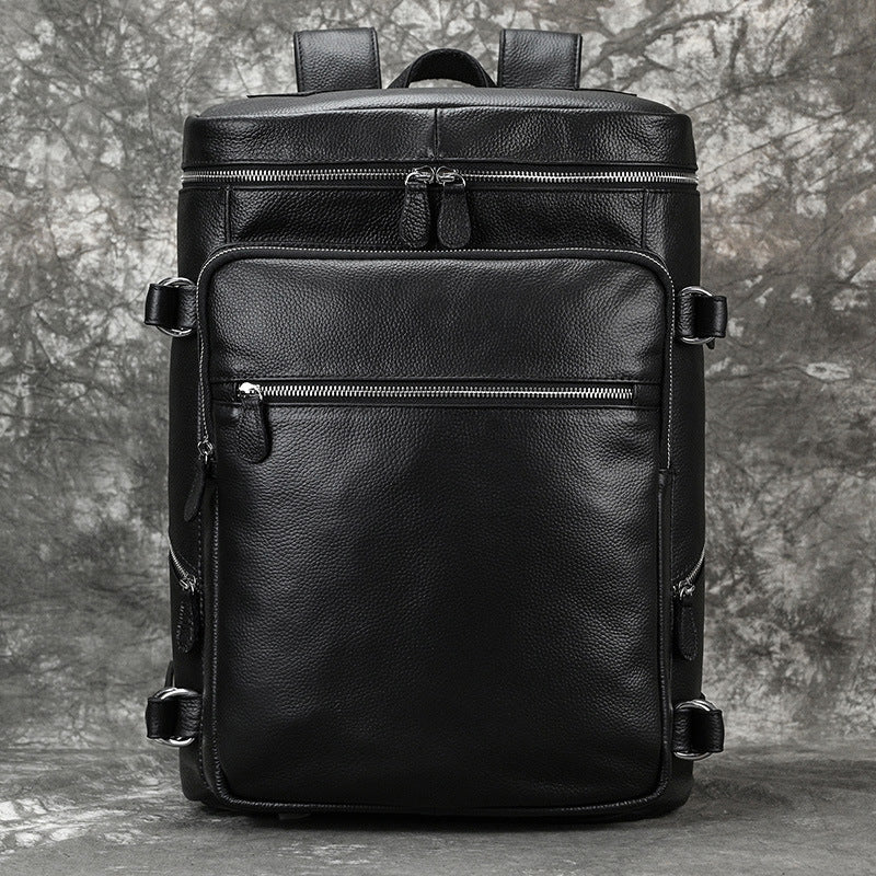 Fashionable Top Layer Cowhide Large Capacity Backpack, Student School Laptop Daypack, Premium Genuine Leather Bag for Men