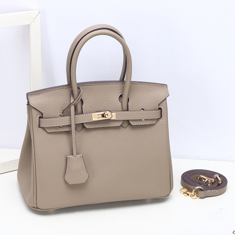 Genuine Togo Grain Cowhide Birkin-Style Bag for Women, Premium Shoulder Top Handle Handbag, Fashionable Kelly-Style Purse for Ladies