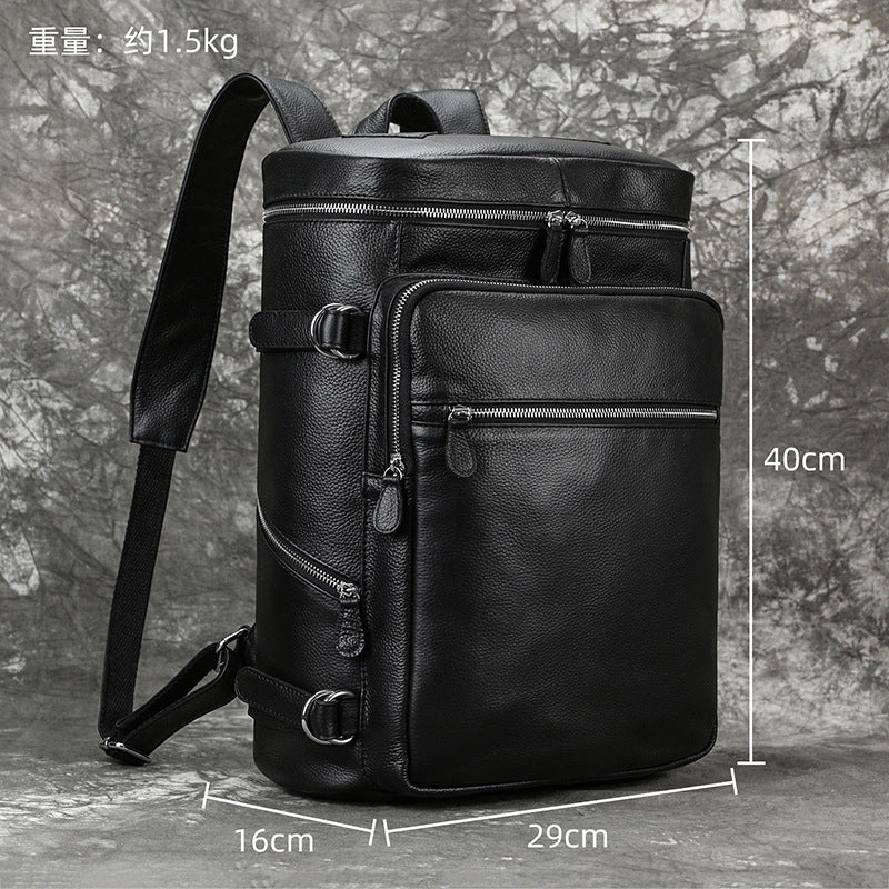 Fashionable Top Layer Cowhide Large Capacity Backpack, Student School Laptop Daypack, Premium Genuine Leather Bag for Men