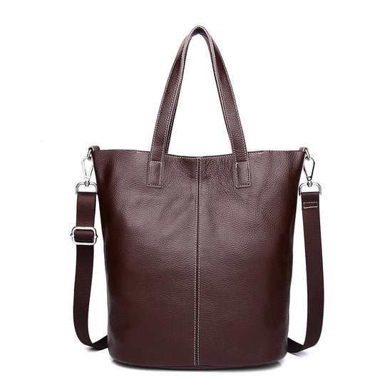 Premium Vintage Top-Layer Cowhide Leather Bucket Tote for Women | New Large-Capacity Cross-Body Shoulder Handbag with Top Handle | Spacious Retro Purse for Work, Errands & Travel | Versatile Everyday Carryall with Timeless Style & Effortless Function