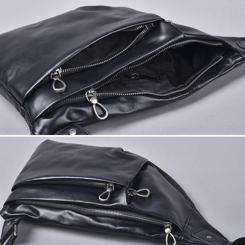 Premium Top-Layer Cowhide Leather Chest Bag for Men | Multi-Functional Shoulder Waist Pack with Durable Hardware | Versatile Hands-Free Cross-Body Bag for Daily Commute, Travel & Outdoor Adventures | Stylish & Practical Genuine Leather Accessory for