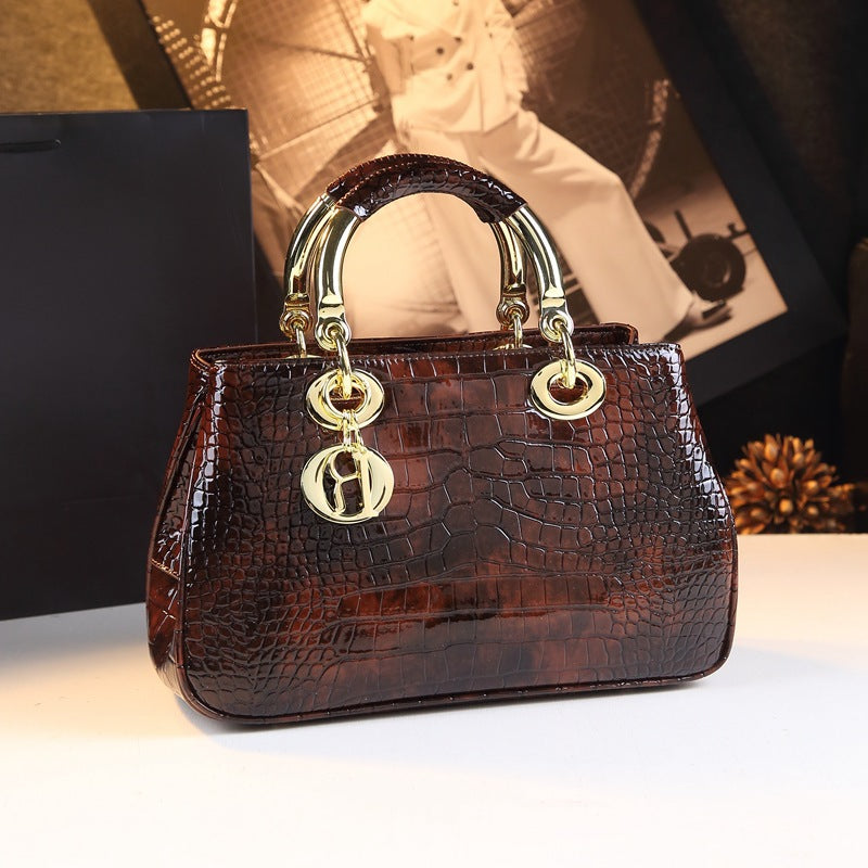 New Arrival Lady-Inspired Croc-Effect Genuine Leather Bag for Women, A Large Fall/Winter Shoulder Crossbody Handbag with Trendy Design