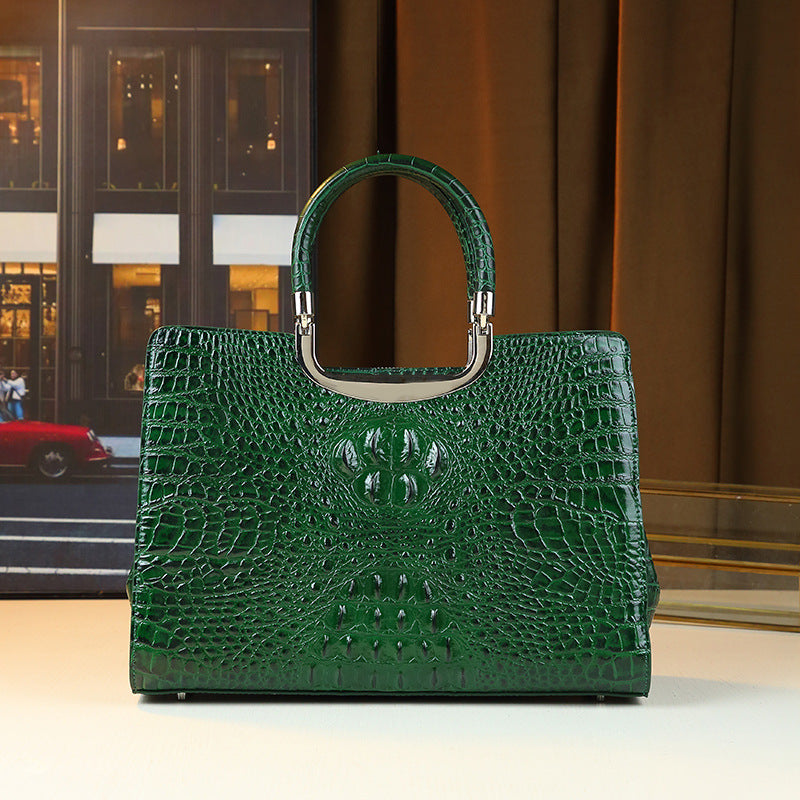 Chic Large Tote Bag for Women, A Light Luxury Croc-Effect Business Handbag with Top Handle, Versatile Shoulder Crossbody Carry for Work & Everyday
