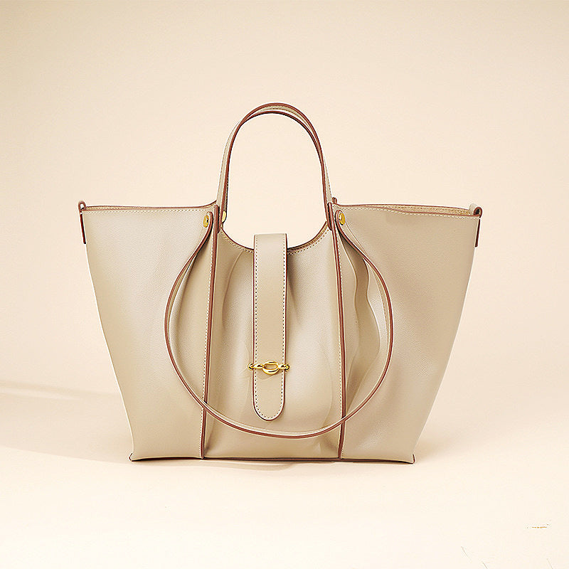 Genuine Cowhide Niche Tote Bag for Women, New Versatile Large Capacity Commute Shoulder Top Handle Handbag, Premium Everyday Purse for Ladies