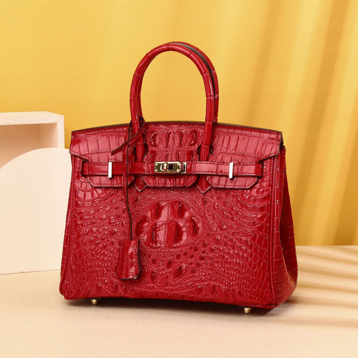 Elegant Croc-Embossed Birkin-Inspired Tote Bag for Women, Large Capacity Wristlet Handbag with Classic Versatile Design, Perfect for Everyday Style