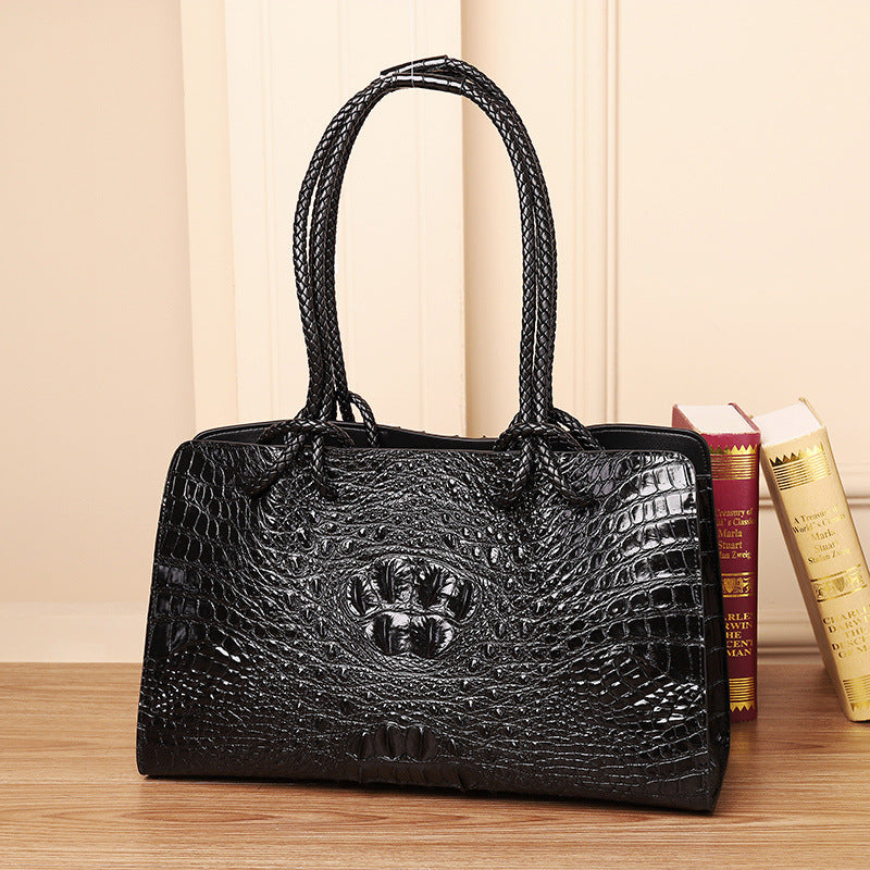 New Arrival Croc-Effect Genuine Leather Tote Bag for Women, A Large Capacity Woven Travel Basket Bag with Spacious Design, Perfect Mommy Tote for Daily & Travel