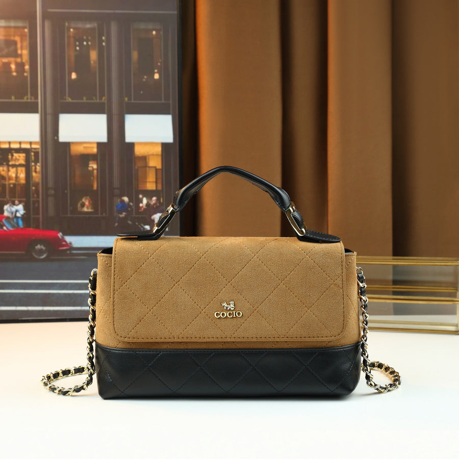 New Arrival Fall/Winter Quilted Chain Bag for Women, A Color-Blocked Top-Handle Crossbody Shoulder Handbag with Premium Versatile Design