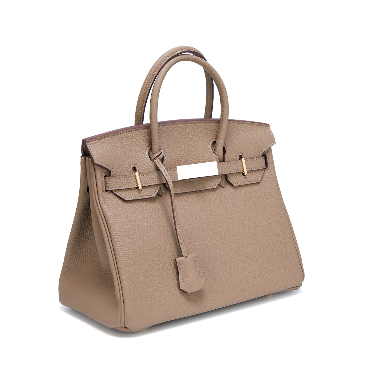 Women's Togo Leather Handbag Large Capacity Top Handle Bag with Gold Hardware, Premium Quality Birkin Style Shoulder Purse