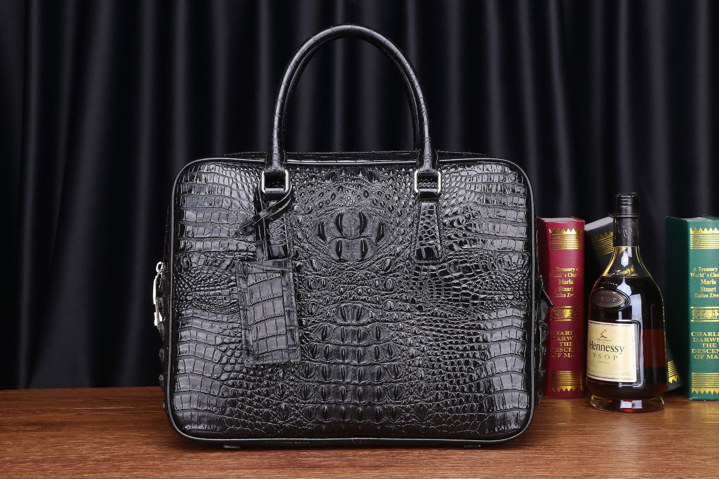 New Arrival Croc-Effect Business Briefcase for Men, A Fashionable Top-Handle Leather Bag with Versatile Commuter Design, Perfect for Work & Travel