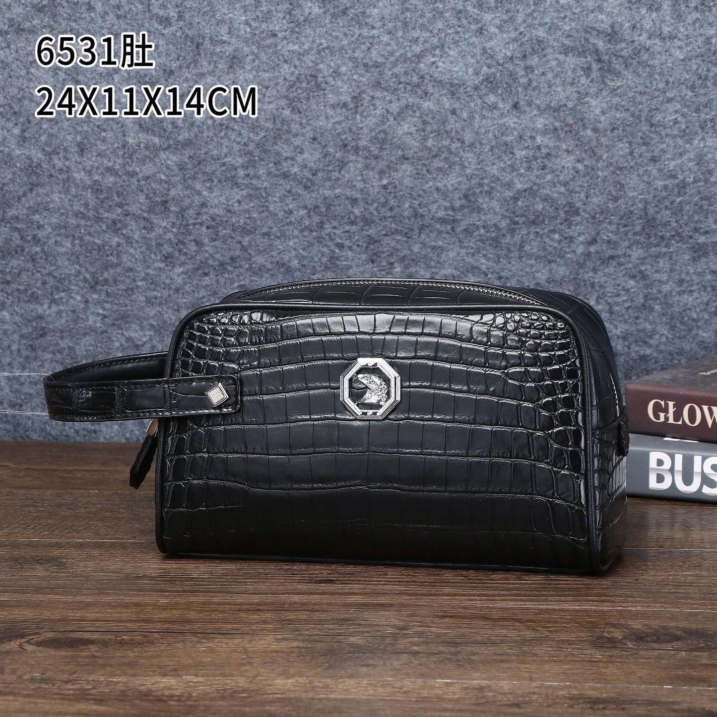 New Arrival Croc-Effect Large Executive Clutch Bag for Men, A Spacious Business Handheld Organizer with Multi-Functional Document Compartments