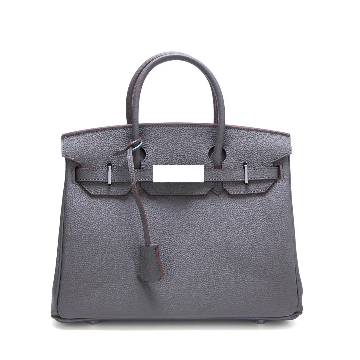 Genuine Top Layer Cowhide Togo Leather Birkin-Style Bag for Women, New Silver Hardware Large Capacity Top Handle Handbag, Premium Export Quality Purse for Ladies