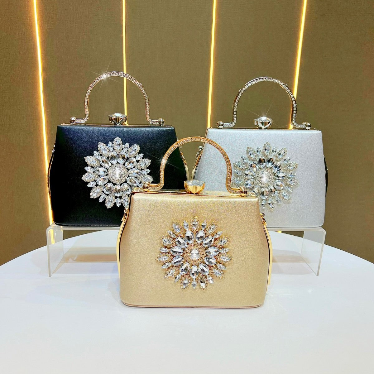 Elegant Rhinestone-Embellished Evening Handbag for Women, A Glamorous Top-Handle Crossbody Shoulder Bag with Sophisticated Design, Perfect for Wedding Bridesmaid Formal Dresses & Special Occasions