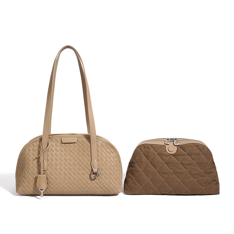 New Classic Handwoven Boston Bag, Large Capacity Commute Shoulder Underarm Top Handle Purse, Niche Designer Bag for Women