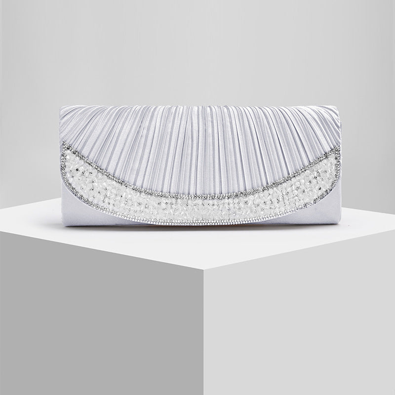 Elegant Satin Pleated Evening Envelope Clutch for Women, A Light Luxury Banquet Bag Perfect for Parties & Special Occasions