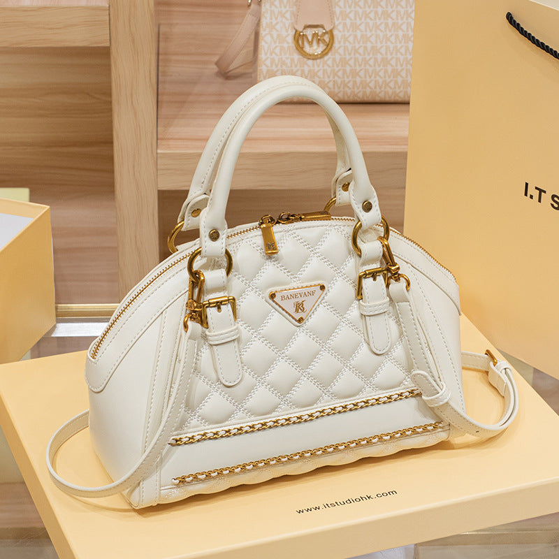 Genuine Leather Quilted Square Bag for Women, New Summer Niche Premium Chain Shoulder Crossbody Underarm Purse, Trendy Handbag for Ladies