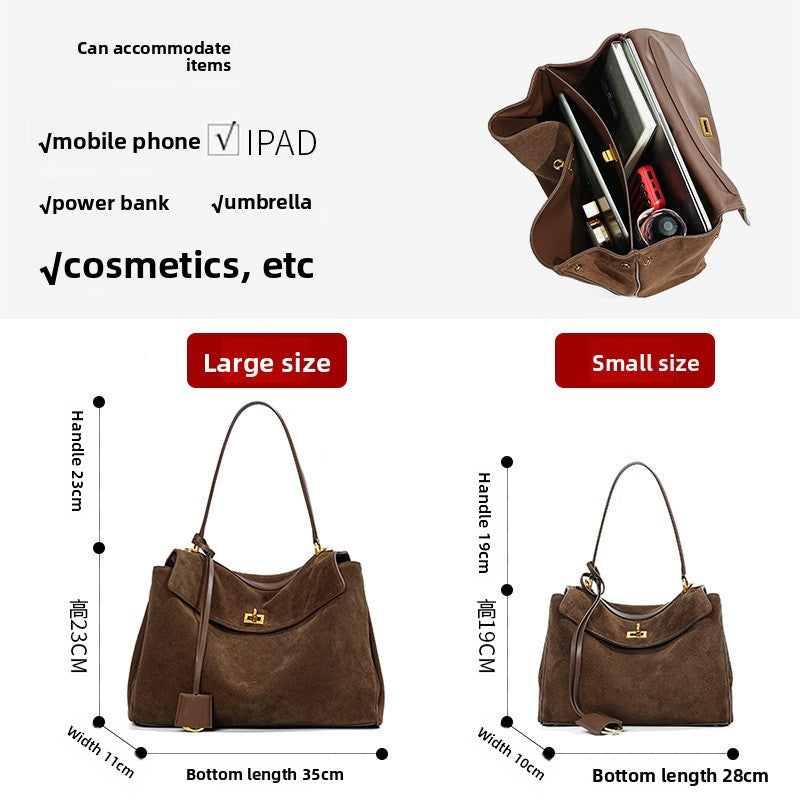 Rodeo Kelly Style Matte Cowhide Tote Bag, Large Capacity Shoulder Top Handle Underarm Purse, Stylish Handbag for Women