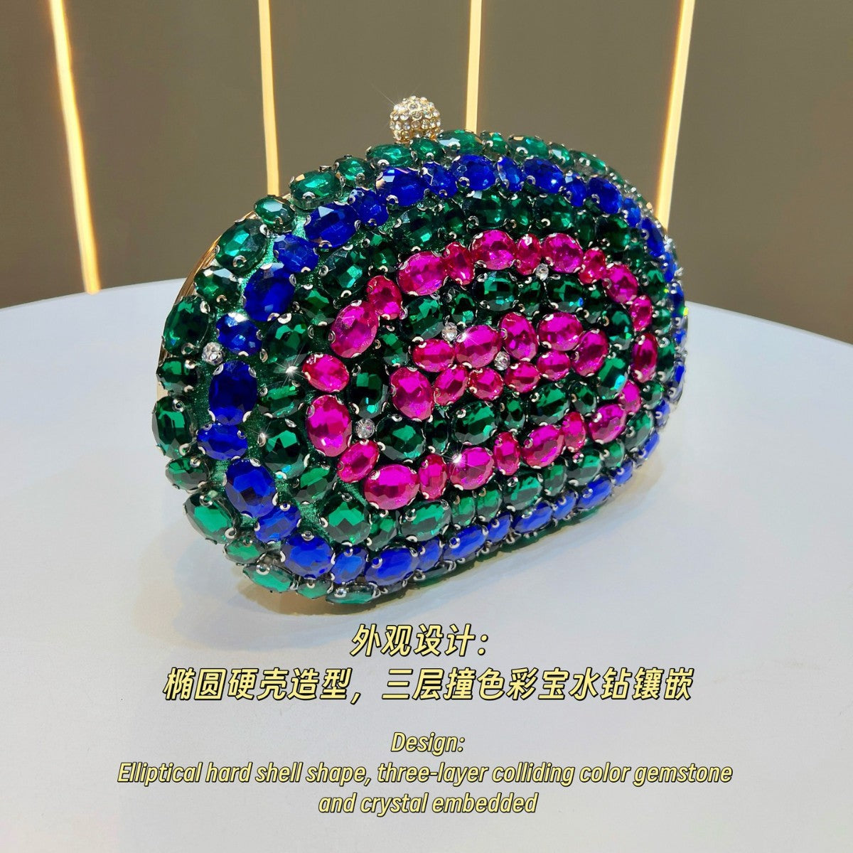 Elegant Rhinestone-Embellished Evening Clutch for Women, A Premium Glamorous Top-Handle Chain Crossbody Bag with Exquisite Craftsmanship & Sparkly Crystal Details, Perfect for Banquets Weddings & Special Occasions