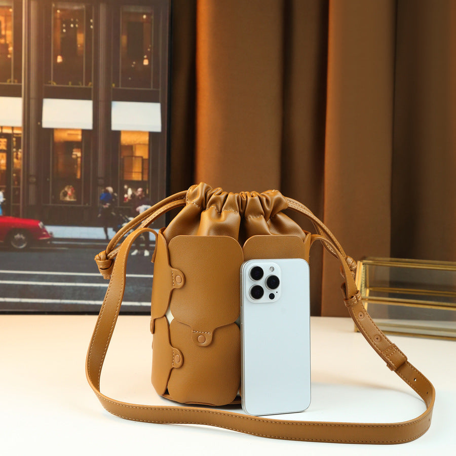 Patchwork Drawstring Bucket Bag for Women Large Capacity Shoulder Crossbody Handbag, Versatile Casual Purse with Stylish Design