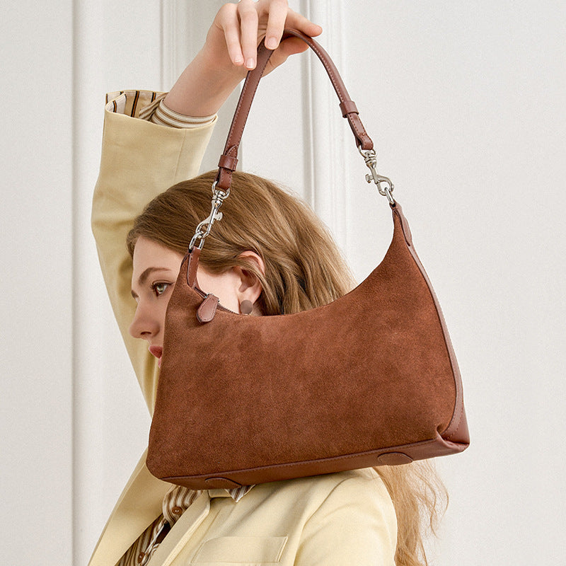 New Niche Premium Suede Underarm Bag, Large Capacity Commute Shoulder Crossbody Top Handle Purse, Fashionable Handbag for Women