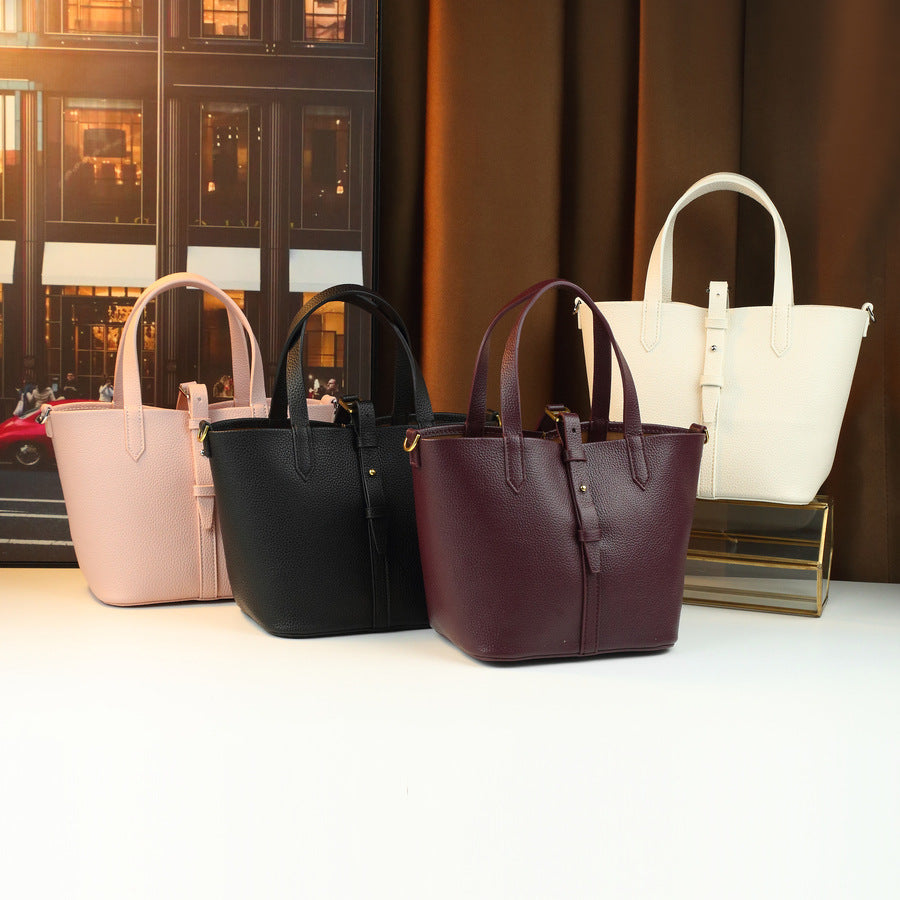Pebble Grain Bucket Bag for Women Minimalist Solid Color Commuter Shoulder Crossbody Handbag, Soft Versatile Purse with Clean Design