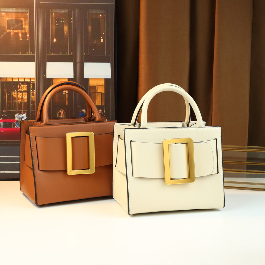 Square Buckle Mini Square Bag for Women Large Capacity Shoulder Crossbody Handbag, Elegant Versatile Purse with Chic Hardware Accent