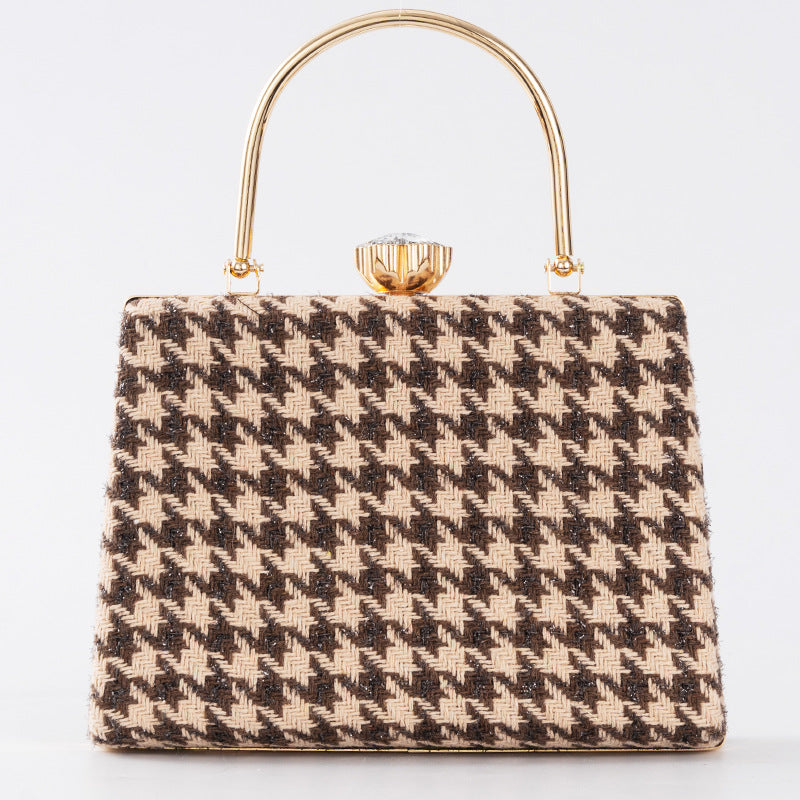 Elegant Winter Tweed Chanel-Style Evening Bag for Women, A Premium Top-Handle Banquet Handbag with Classic Versatile Design, Perfect for Special Occasions