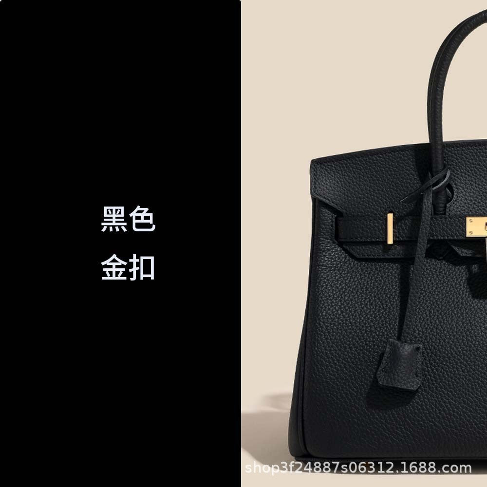 Premium Top-Layer Cowhide Leather with Pebbled Texture, Birkin-Inspired Tote Bag for Women, Spacious Large Capacity Top-Handle Shoulder Crossbody Handbag with Luxurious Feel