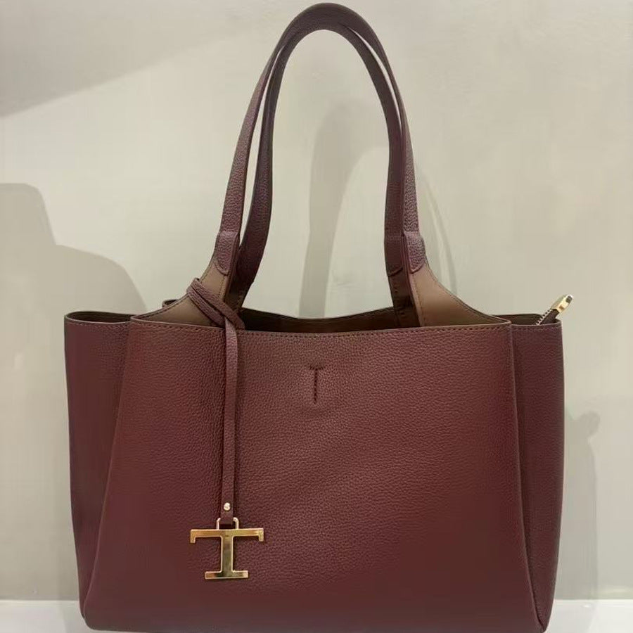Pebble Grain Underarm Shoulder Bag for Women Light Luxury Long Strap Purse with Metal Charm, Large Capacity Versatile Everyday Handbag