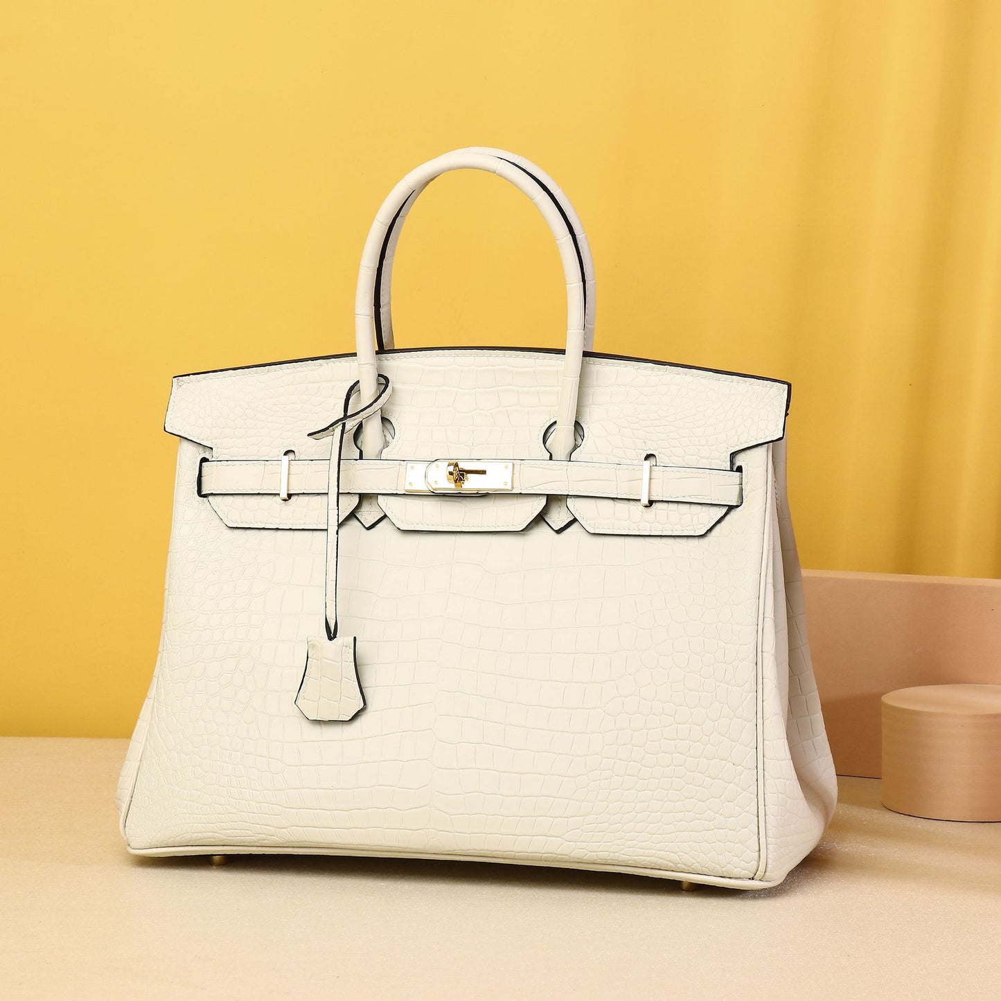 Classic Croc-Embossed Birkin-Inspired Tote Bag for Women, Large Capacity Turn-Lock Shoulder Crossbody Handbag with Vintage European Style, Versatile Everyday Purse