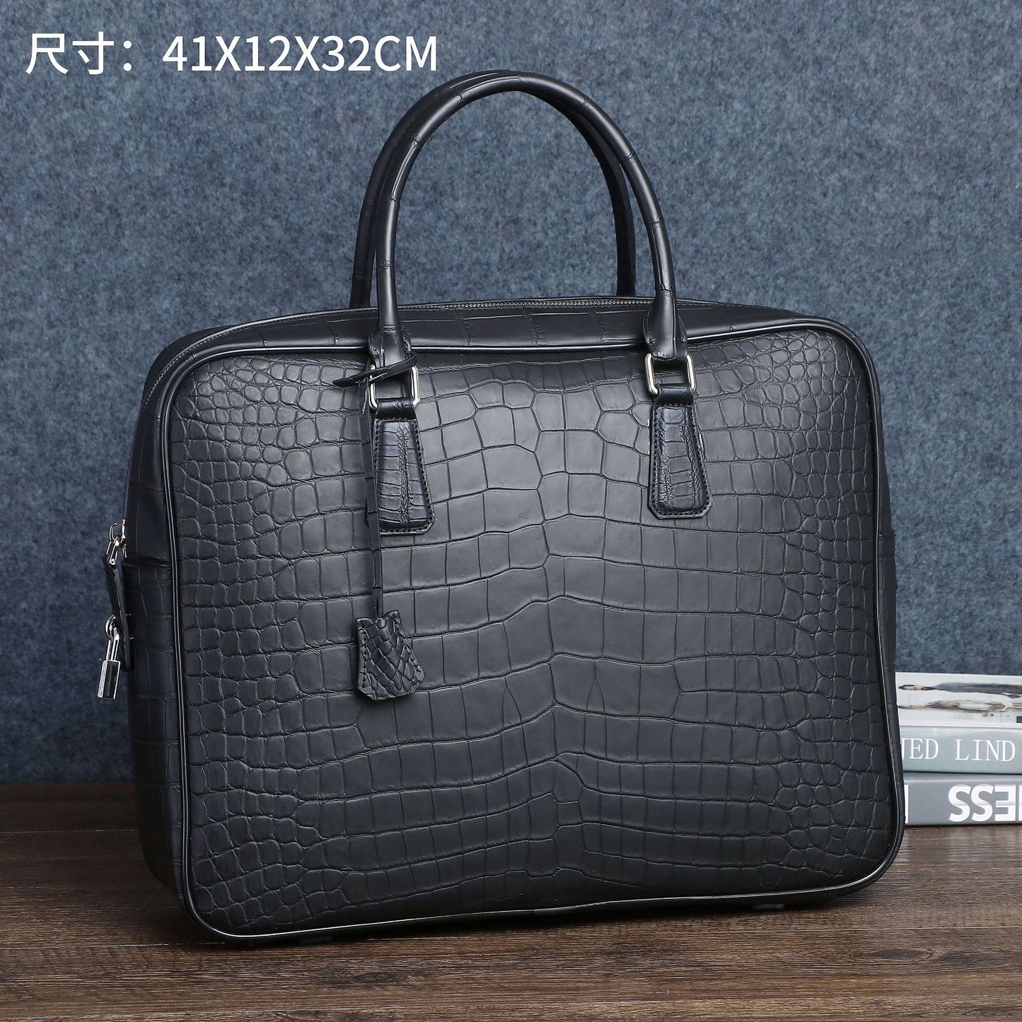 New Arrival Matte Croc-Effect Large Briefcase for Men, An Oversized Top-Handle Laptop Document Bag with Professional Design, Perfect for Work & Travel