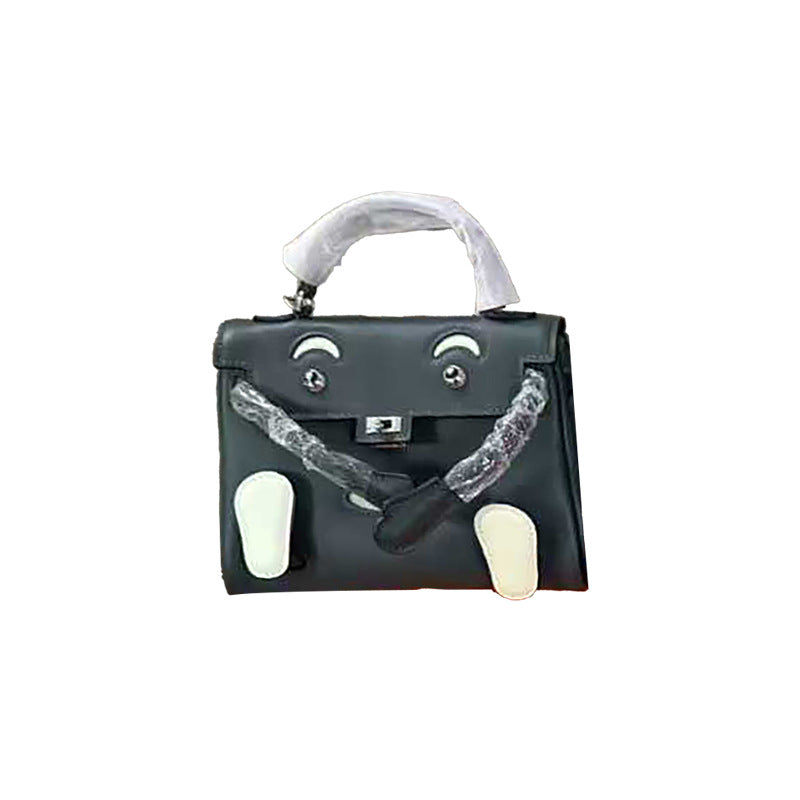 Genuine Leather Crocodile-Embossed Doll Kelly-Style Bag for Women, Hand-Stitched Waxed Thread Niche Fashion Top Handle Shoulder Crossbody Purse, Trendy Handbag for Ladies