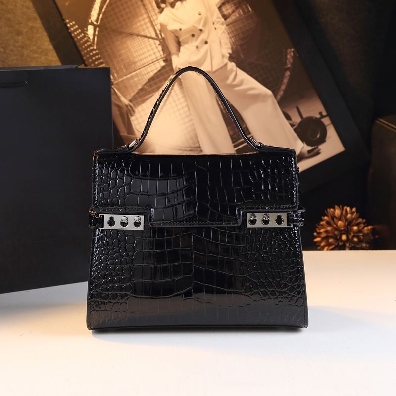 New Arrival Best-Selling Kelly-Inspired Croc-Effect Leather Bag for Women, A High-End Top-Handle Crossbody Shoulder Handbag with Genuine Leather