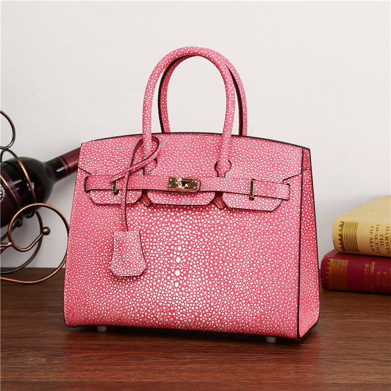 New Arrival Starlight Rhinestone Genuine Leather Birkin-Inspired Small Bag for Women, Pearl-Effect Crossbody Shoulder Handbag Perfect for Banquets & Special Occasions