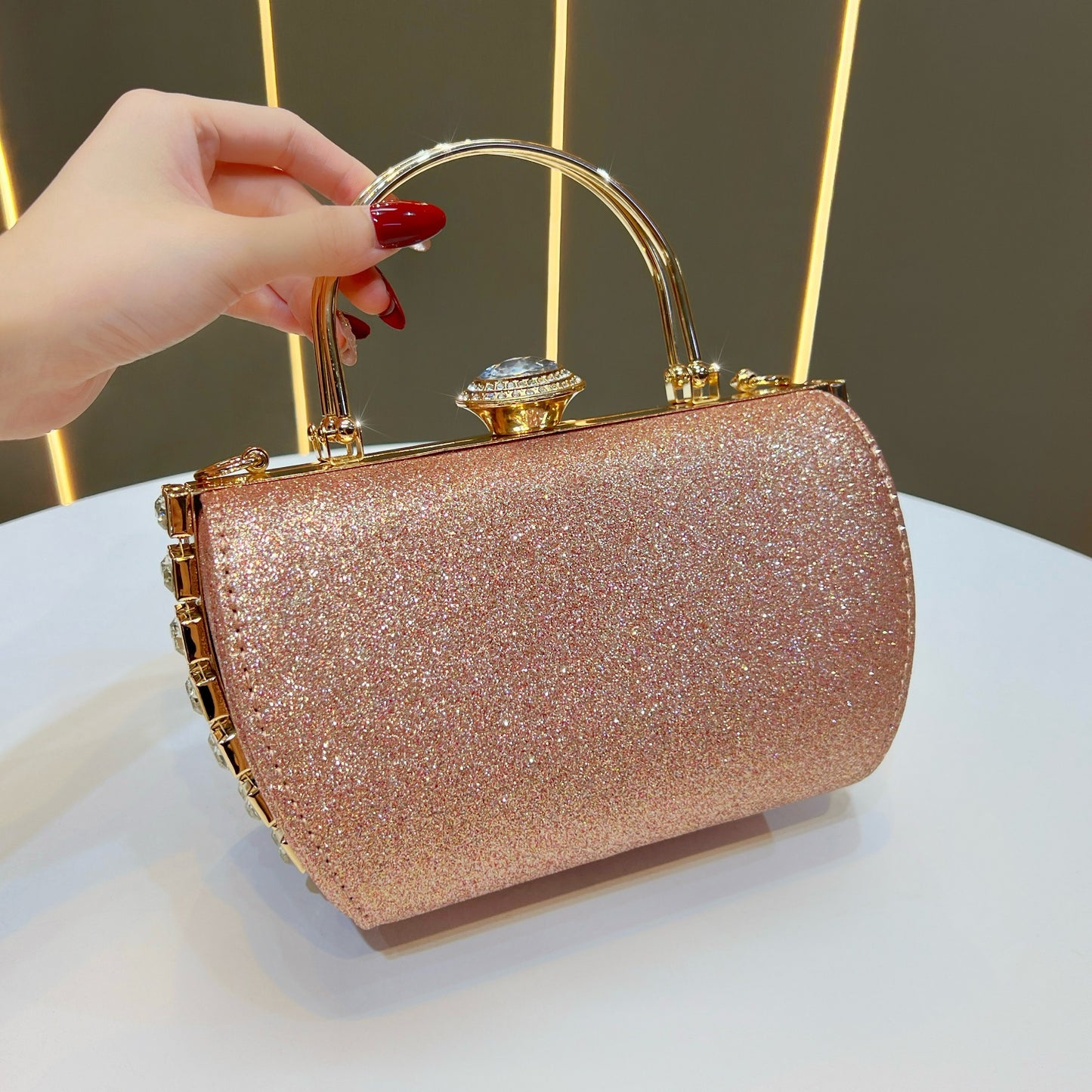 Dazzling Rhinestone-Embellished Evening Bag for Women, A Light Luxury Glamorous Chain Top-Handle Crossbody Handbag with Unique Boutique Sparkly Design, Perfect for Banquets Weddings & Special Occasions