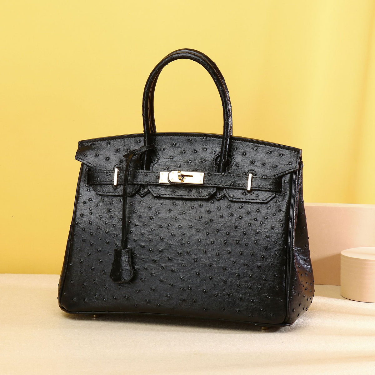 Chic Ostrich-Embossed Birkin-Inspired Tote Bag for Women, Premium Genuine Leather Shoulder Crossbody Handbag with Light Luxury Feel, Trendy Everyday Purse