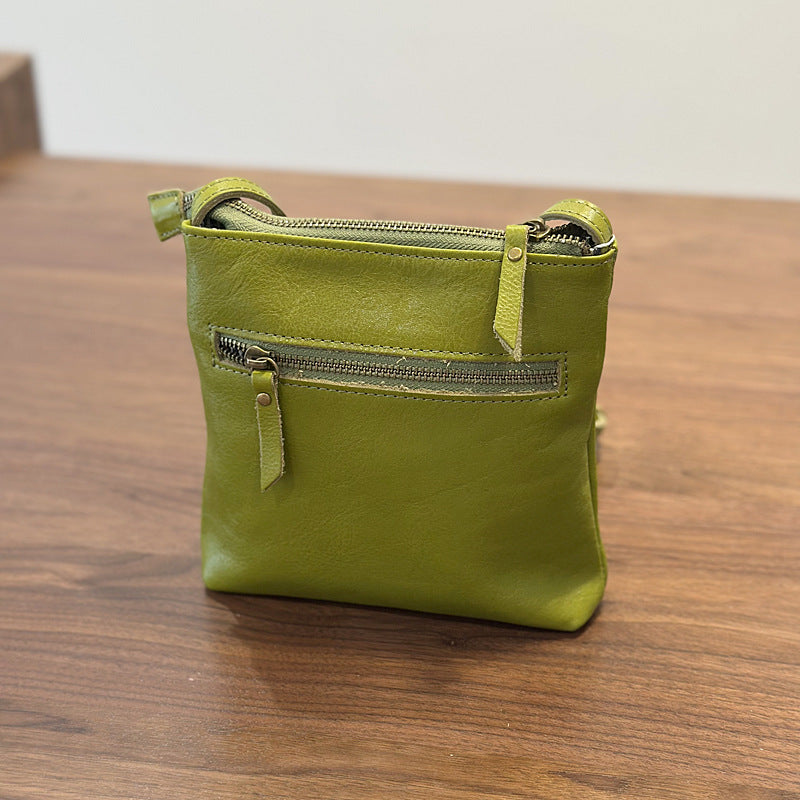 Genuine Vegetable-Tanned Leather Phone Crossbody Bag for Women, New Summer Vintage Mini Shoulder Purse, Unique Small Handbag for Ladies