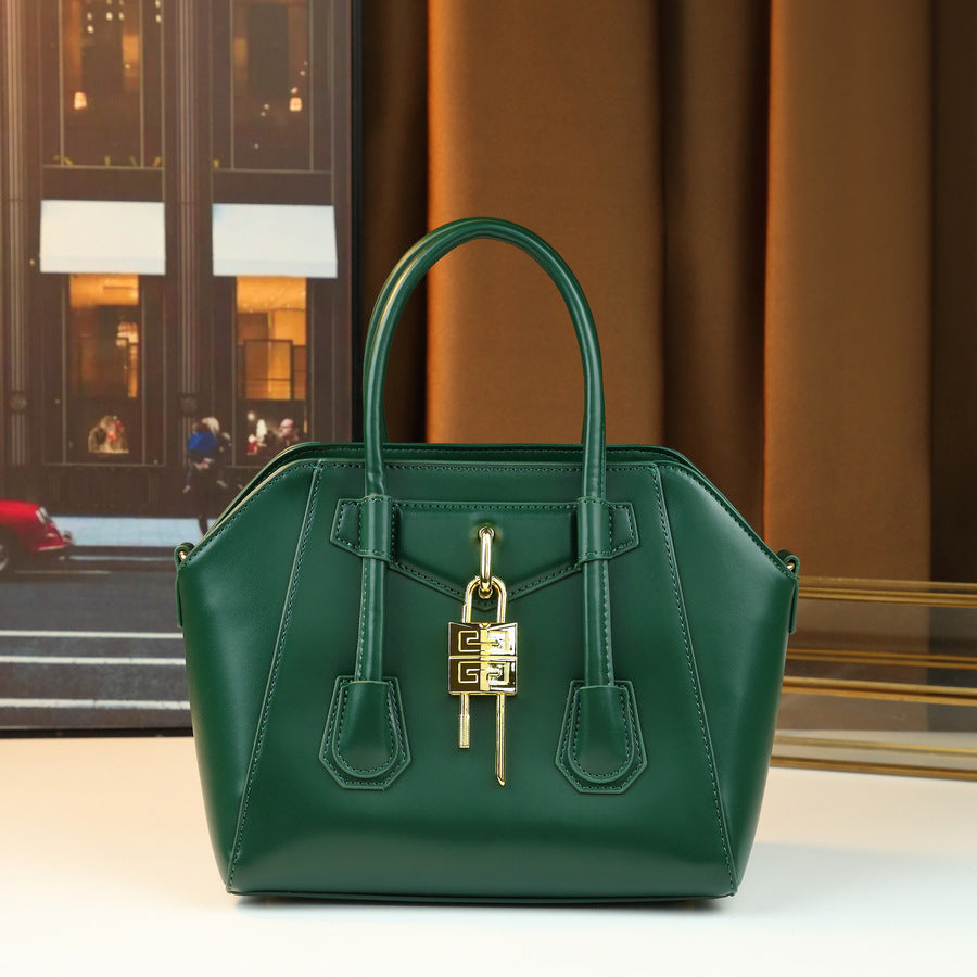 Metal Lock Boston Bag for Women 2026 New Light Luxury Large Capacity Top Handle Shoulder Crossbody Purse with Designer Hardware Accent