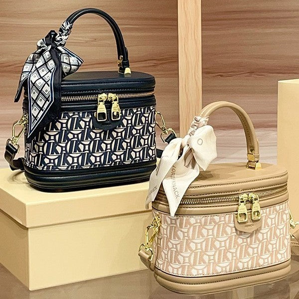 Genuine Leather Scarf Basket Bag for Women, New Fashionable Shoulder Crossbody Top Handle Purse, Versatile Everyday Handbag for Ladies