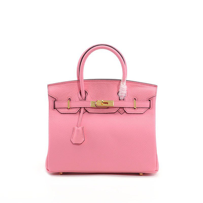 Genuine Top Layer Pebbled Cowhide Birkin-Style Bag for Women, Large Capacity Commute Top Handle Shoulder Crossbody Purse, Premium Leather Handbag for Ladies
