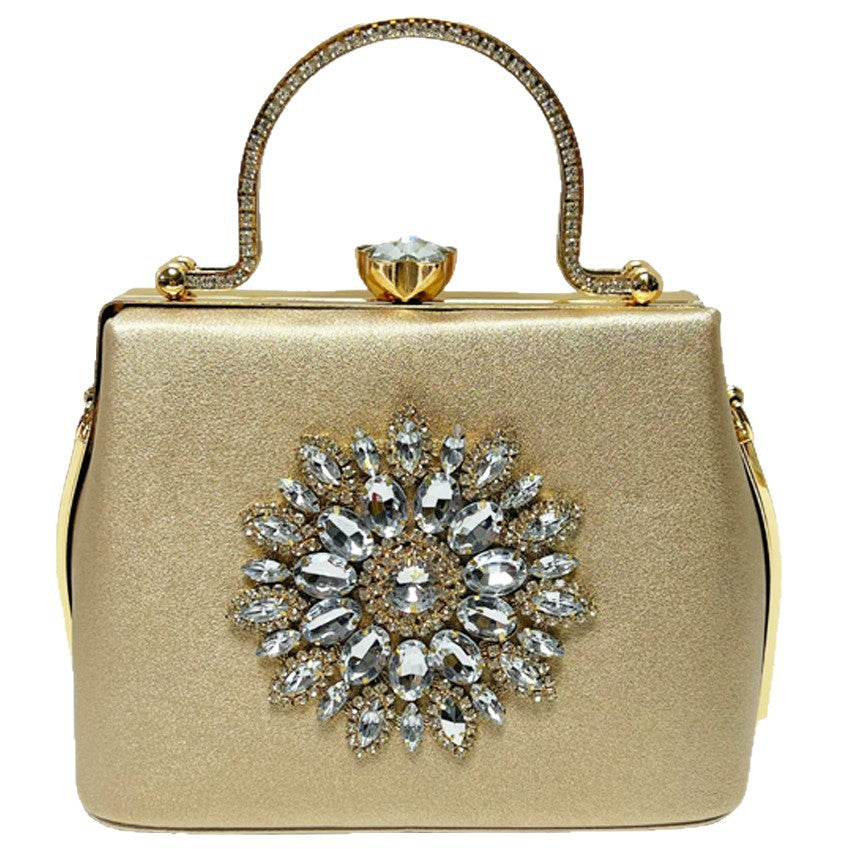 Elegant Rhinestone-Embellished Evening Handbag for Women, A Glamorous Top-Handle Crossbody Shoulder Bag with Sophisticated Design, Perfect for Wedding Bridesmaid Formal Dresses & Special Occasions