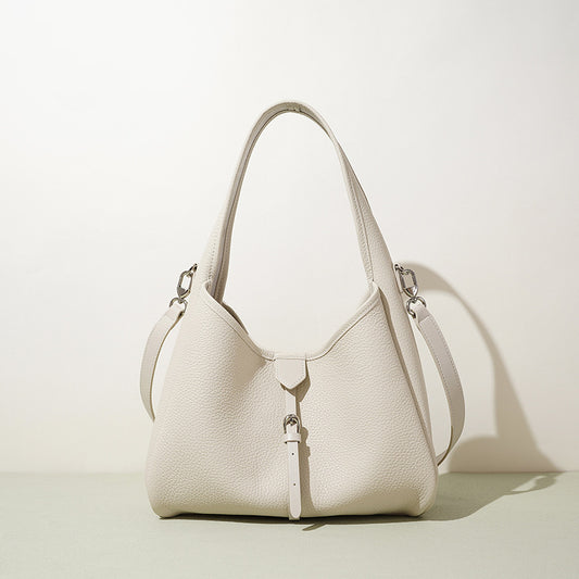Genuine Leather Niche Designer Bucket Bag for Women, Minimalist Premium Shoulder Crossbody Purse, Casual Versatile Fashionable Everyday Handbag for Ladies