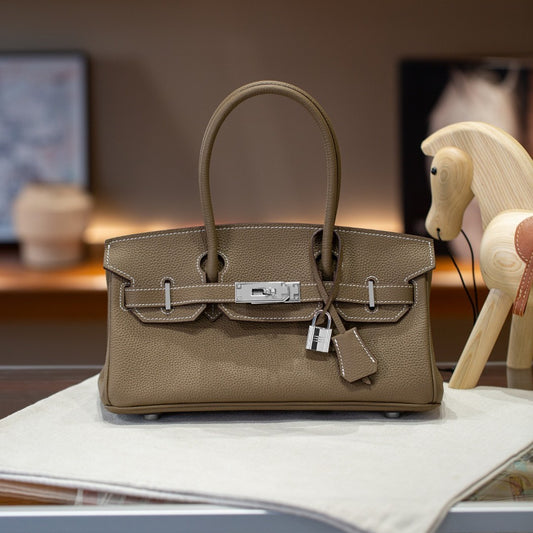 Chic Light Luxury Birkin-Inspired Shoulder Bag for Women, Elegant Top-Handle Crossbody Handbag with Premium Texture, Versatile Spring/Summer Commuter Purse