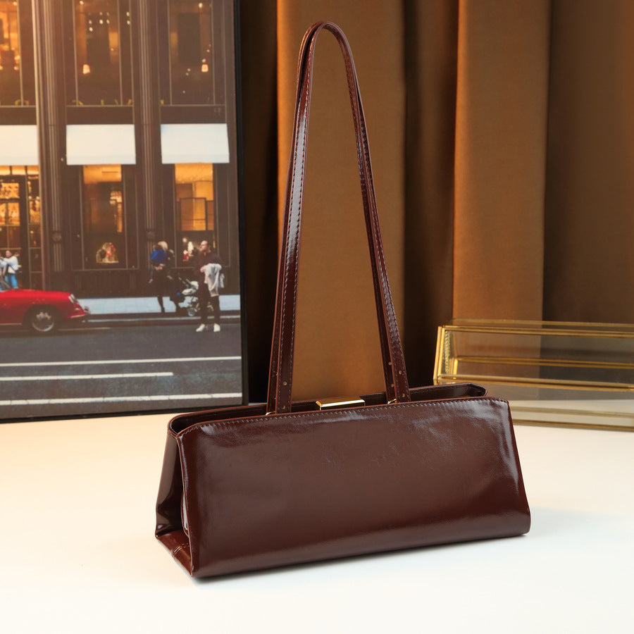 New Arrival Light Luxury Solid Color Square Clutch Bag for Women, A High-Texture Top-Handle Underarm Shoulder Handbag with Multi-Layer Design