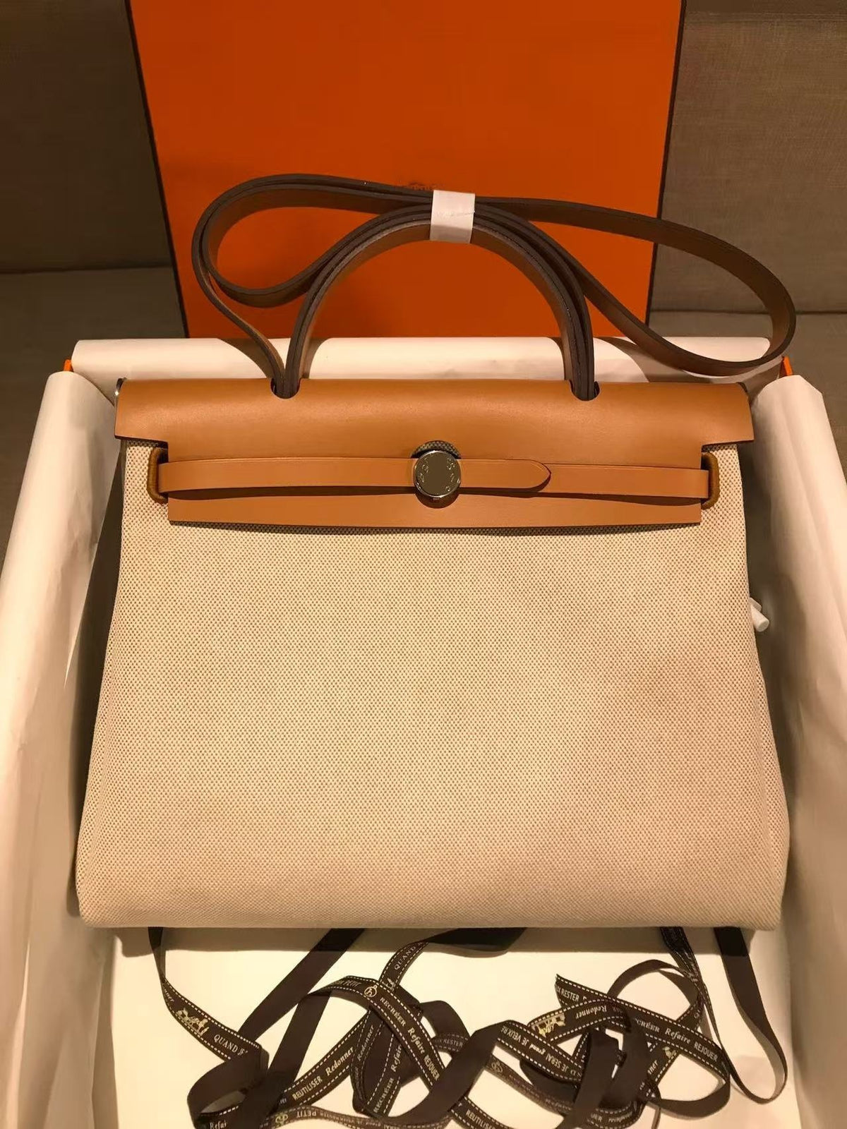 Women's Kelly-Style Color-Block Handbag, Hermès-Inspired Herbag with Handcrafted Waxed Thread Stitching, Genuine Cowhide Leather & Canvas Cross-Body Shoulder Tote, Top-Handle Satchel with Interior Stitching Detail