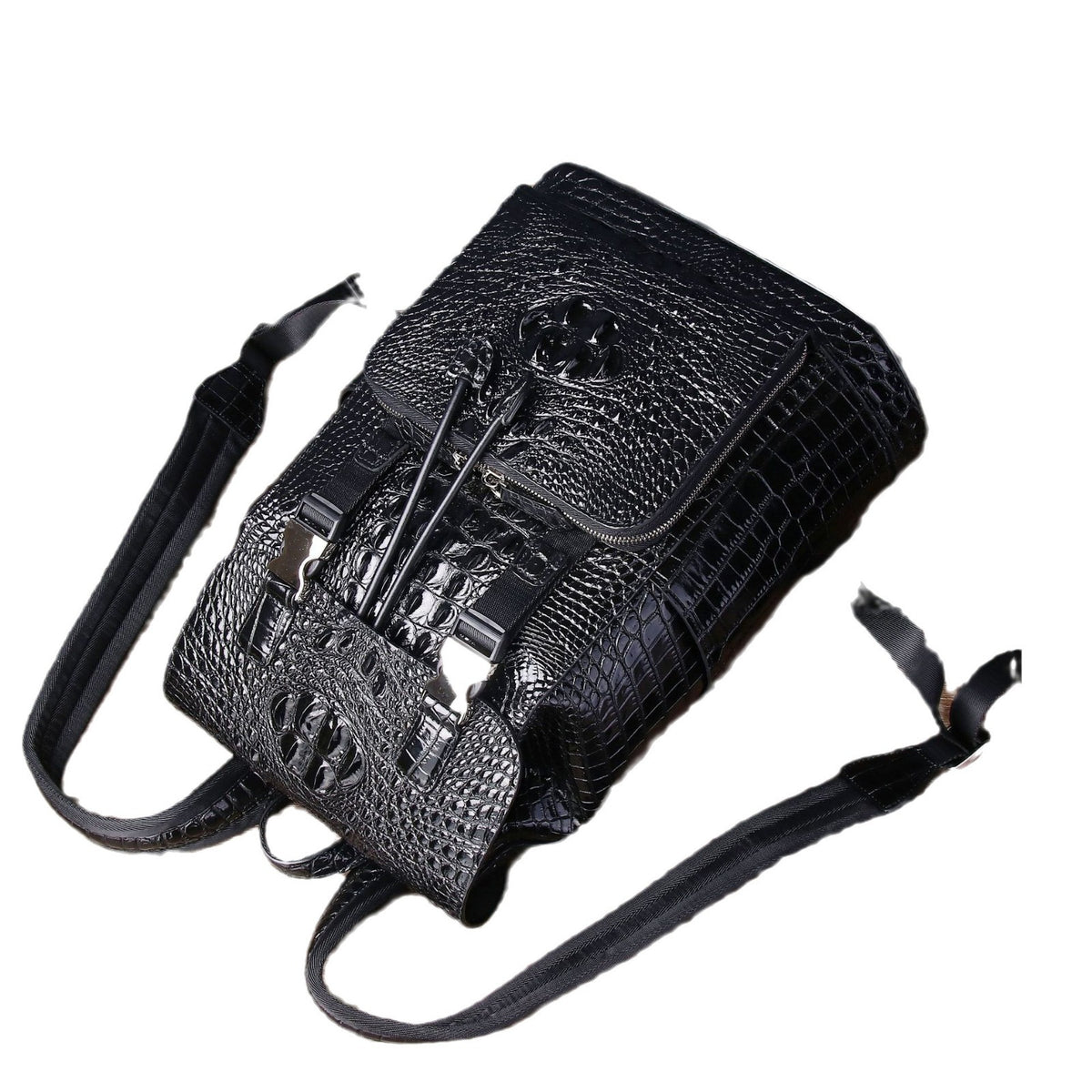 New Arrival Croc-Effect Men's Backpack, A Large Capacity Business Casual Travel Daypack with Fashionable Design, Perfect for Work & Travel