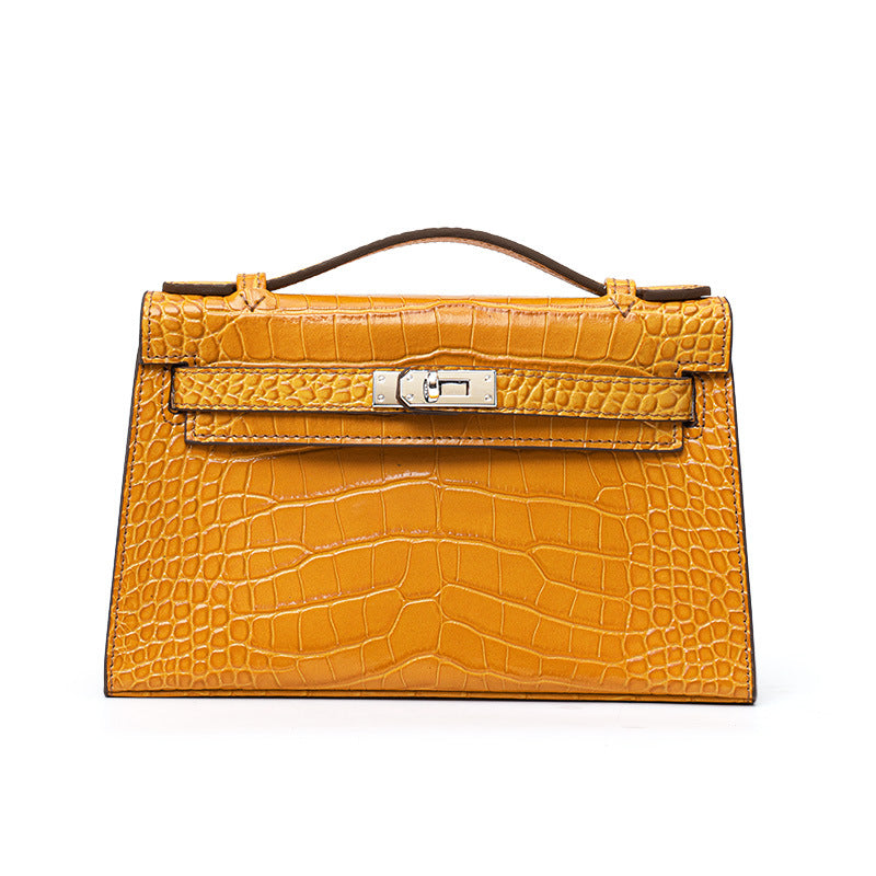 Genuine Leather Red Crocodile-Embossed Kelly-Style Handbag for Women, New Premium Shoulder Crossbody Top Handle Purse, Chic Bag for Ladies