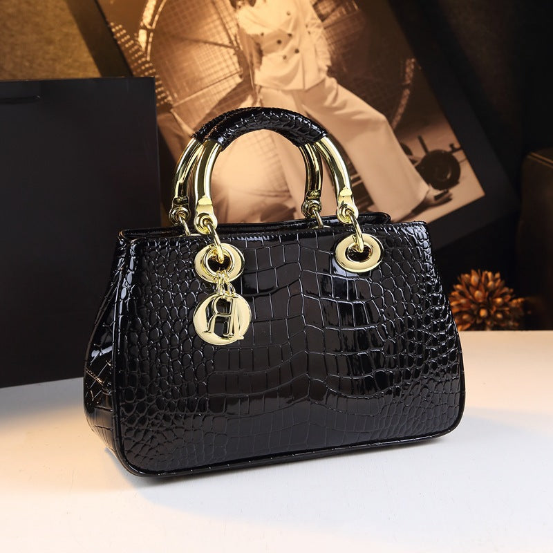 New Arrival Lady-Inspired Croc-Effect Genuine Leather Bag for Women, A Large Fall/Winter Shoulder Crossbody Handbag with Trendy Design