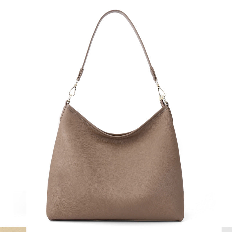 Soft Cowhide Hobo Tote Bag for Women Large Capacity Commuter Shoulder Handbag, Niche Minimalist Purse with Relaxed Slouchy Style